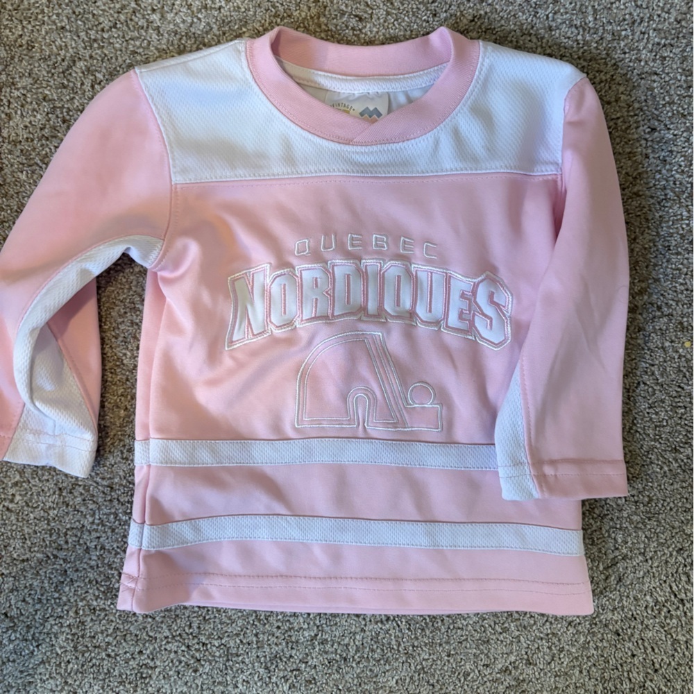 Quebec Nordiques Canadians Hockey pink girls hockey jersey baby size 2 vintage